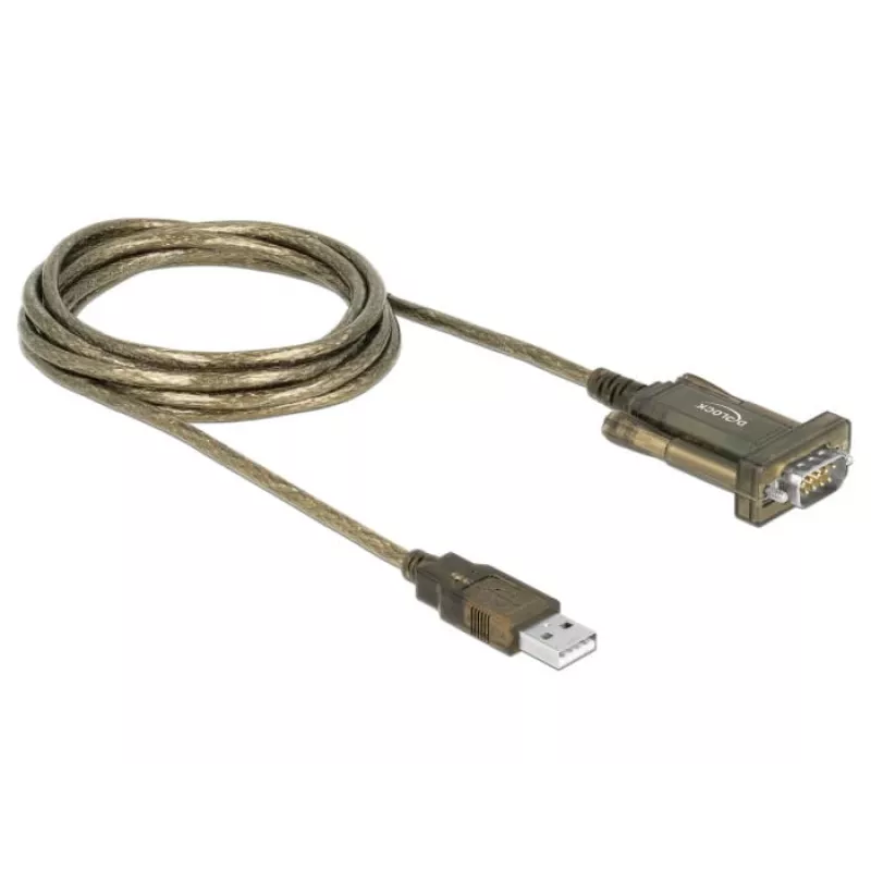 Seriālais kabelis DeLOCK 64073 USB Type-A DB-9 caurspīdīgs 2 m