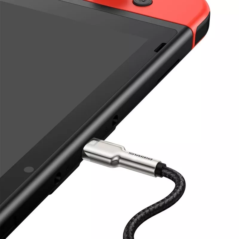 USB‑C uz USB‑C kabelis Baseus Cafule Metal — 2 m, 100 W uzlāde, USB 2.0 (480 Mbps), ar cinku pārklāti kontakti, melns