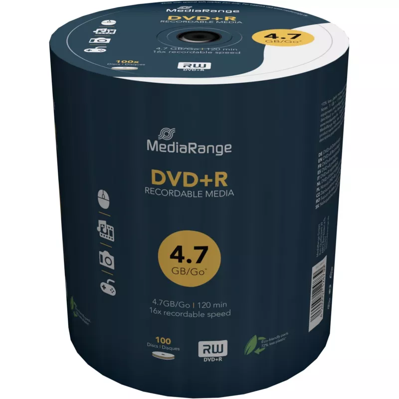MEDIARANGE 100 x DVD+R - 4.7 GB (120 min.) 16x