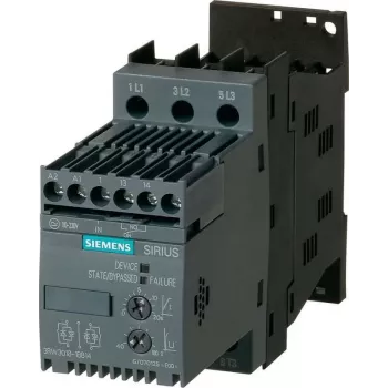 Siemens mīkstais starteris motora jauda pie 400 V 7,5 kW motora jauda pie 230 V 4 kW 400 V/AC nominālā strāva 17,6 A 3RW3018 (3RW3018-1BB14)