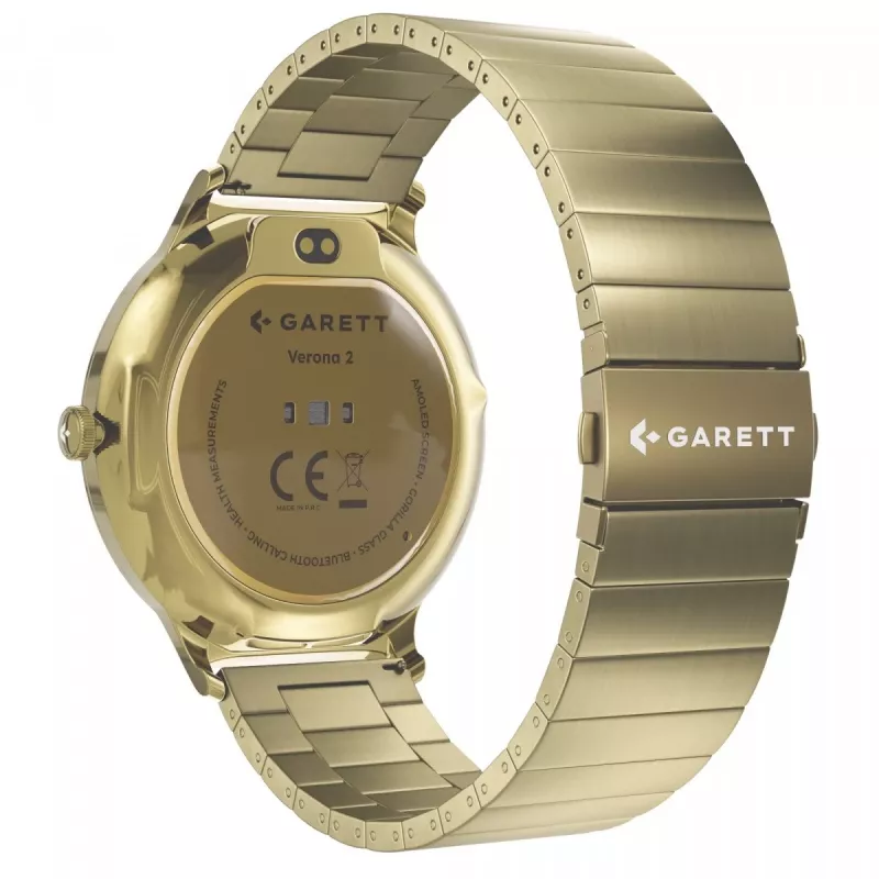 Viedpulkstenis Garett Verona 2 Gold Steel ar Bluetooth un sirdsdarbības monitoru