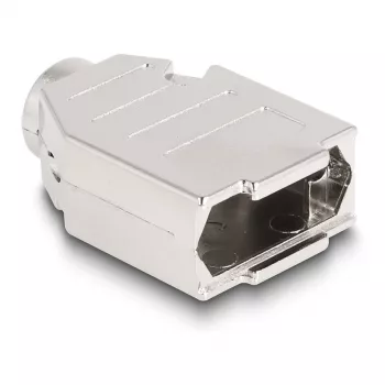 Kabeļa apvalka uzgalis DELOCK D-Sub korpuss 9 kontaktu (vīrišķais/sievišķais) sudrabota plastmasa, 31×46×16 mm