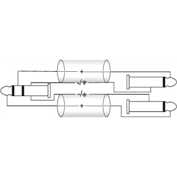 Adaptera kabelis Omnitronic 3,5 mm uz 2×6,3 mm, 6 m, melns