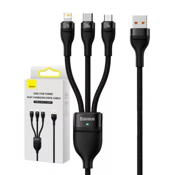 USB kabelis Baseus SUP0003351 1,2 m USB A – USB C/Micro USB-A/Lightning melns
