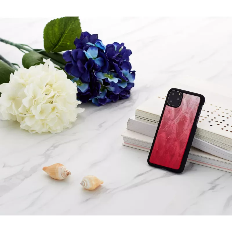 Viedtālruņa maciņš iKins iPhone 11 Pro Max — rozā ezers ar melnu apmali