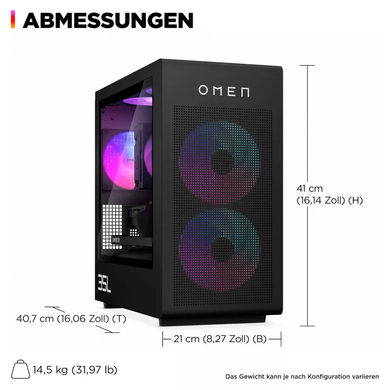 HP OMEN 35L GT16-0065ng AMD Ryzen™ 7 8700F spēļu dators
