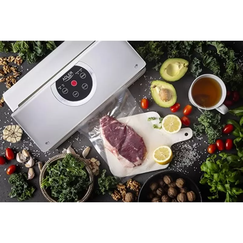 Vakuuma aizzīmogotājs Adler AD 4503, 130 W, vakuums -750 līdz -800 mbar, C tipa kontaktdakša, pelēks/baltss