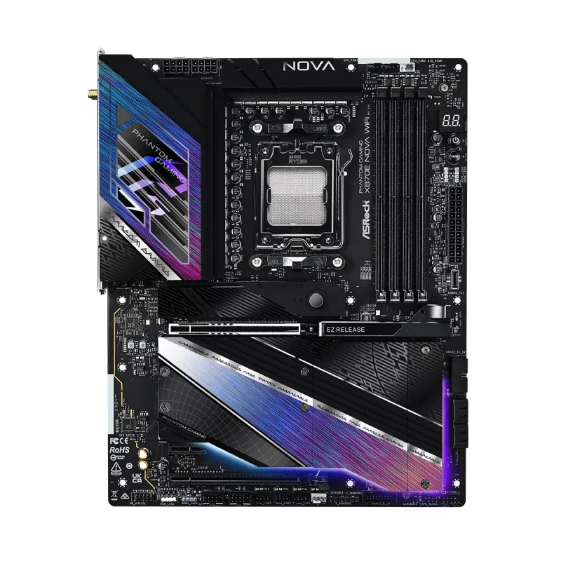 Mātesplate ASROCK MK X870E NOVA WIFI AMD X870E Socket AM5 ATX, DDR5, 4x DIMM, 256GB, Wi‑Fi 7, BT 5.4, 5Gb LAN, PCIe Gen5 M.2