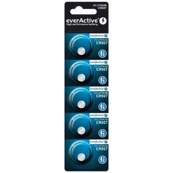 Litija monētu baterija everActive CR927 3V, 30 mAh, poga/monēta, augstums 2,7 mm — 5 gab. iepakojumā