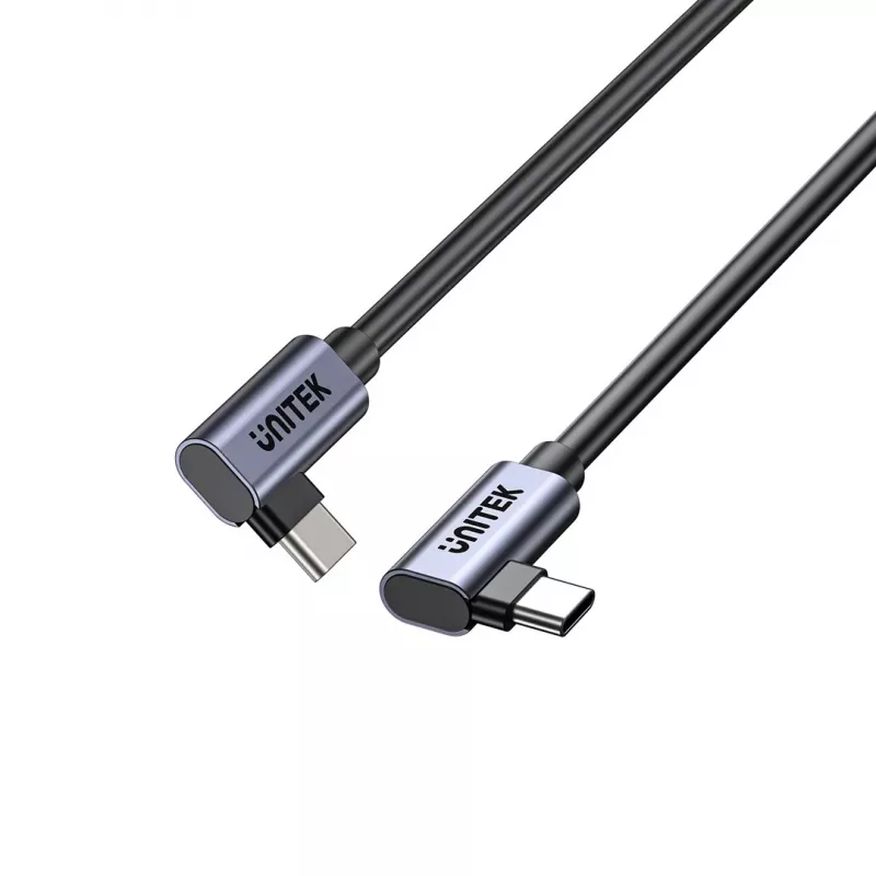USB‑C kabelis Unitek C14147ABK01 90°–90° PD 100W 0,5 m, leņķveida pret leņķveida, melns