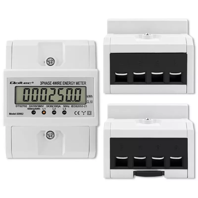 Trīsfāzu elektroniskais skaitītājs QOLTEC 50992 400V 100A