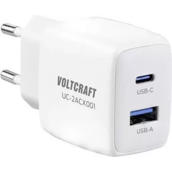 VOLTCRAFT VC-13082880 USB lādētājs iekštelpām, izejas strāva (maks.) 2,08 A, 2 x USB, USB-C® ligzda (Power Delivery) (VC-13082880)