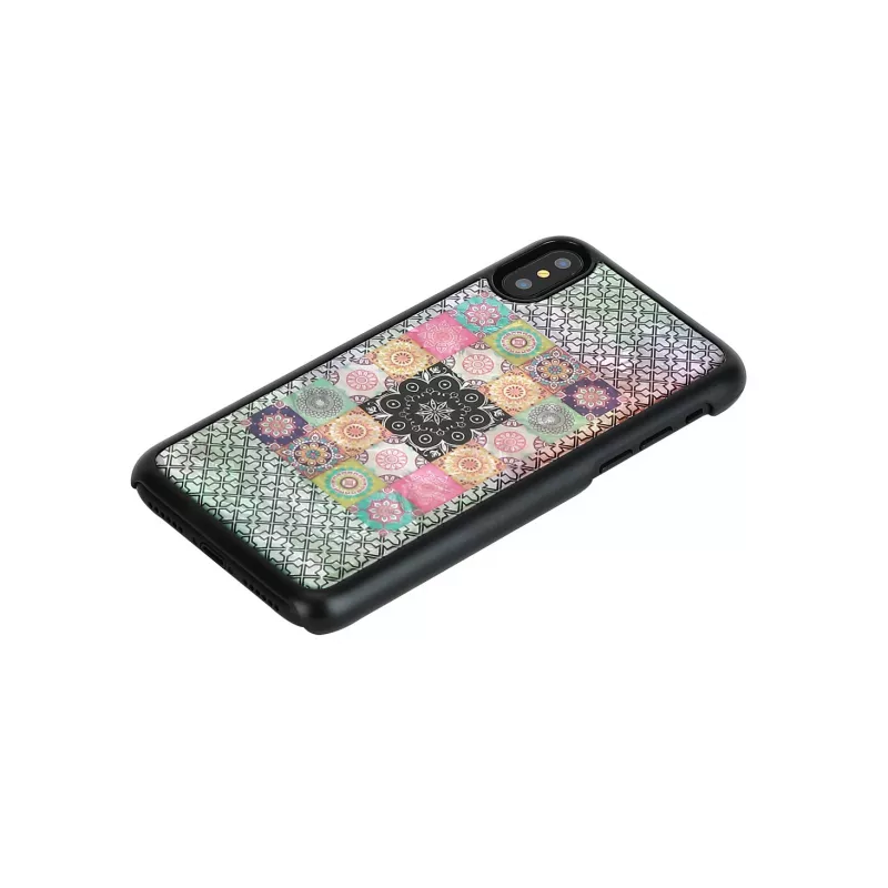 Viedtālruņa vāciņš iKins iPhone XS / XS S — Flower Garden dizains, melns