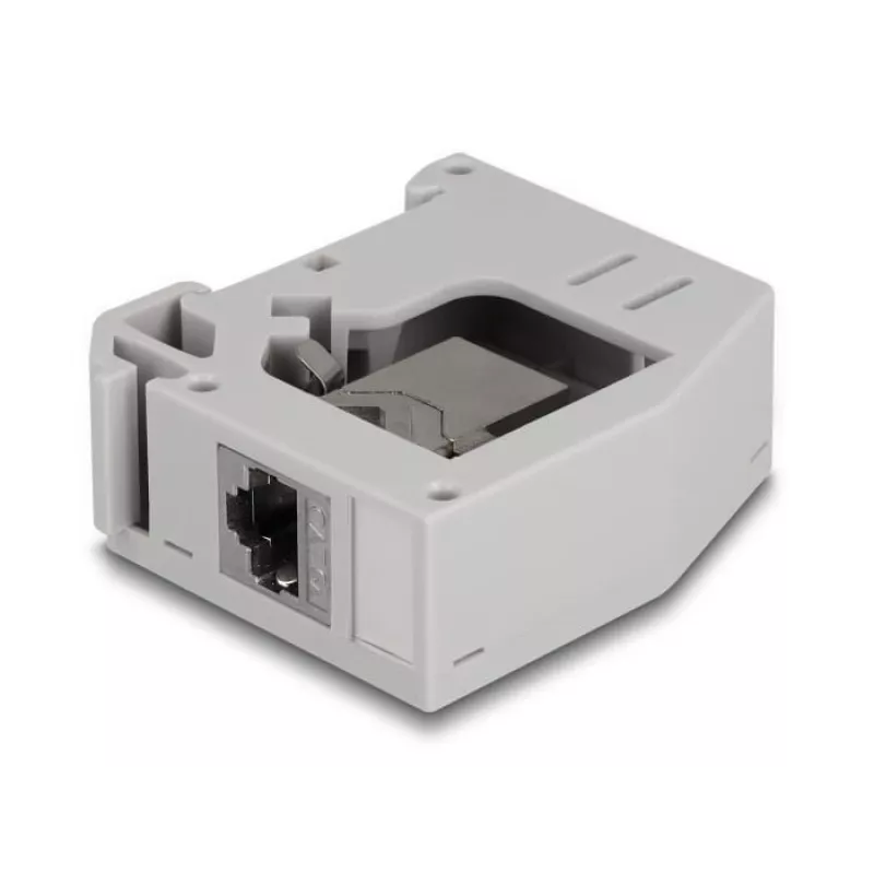 DeLOCK DIN sliedes adapteris RJ45 ligzda uz RJ45 ligzdu Cat.6A pelēks