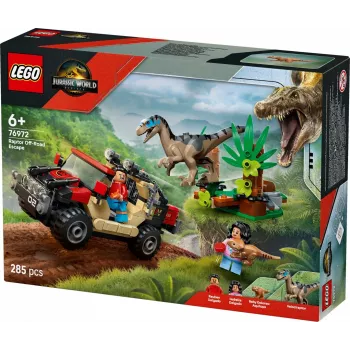 Konstruktoru komplekts LEGO Jurassic World 76972 Raptor Off-Road Escape, 285 gab., 2 minifigūras, vecumam no 6+
