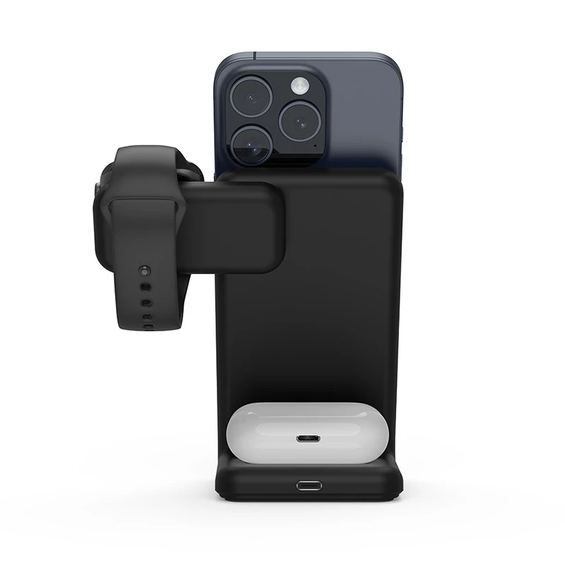 Iekštelpu lādētājs Crong CRG-MSPS-BLK viedpulkstenim melns Lightning USB bezvadu