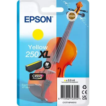 Epson 250XL Violin Claria Photo HD oriģināla augstas (XL) ražības dzeltena tintes kasetne, 1 gab., 8.9 ml
