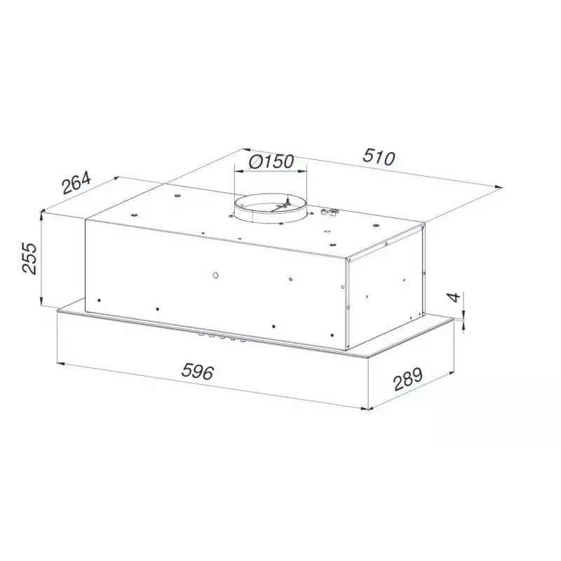 Iebūvēts tvaika nosūcējs MAAN Ares M 60, 596×289 mm, metāla (alumīnija) tauku filtrs, 570 m³/h, 54–65 dB