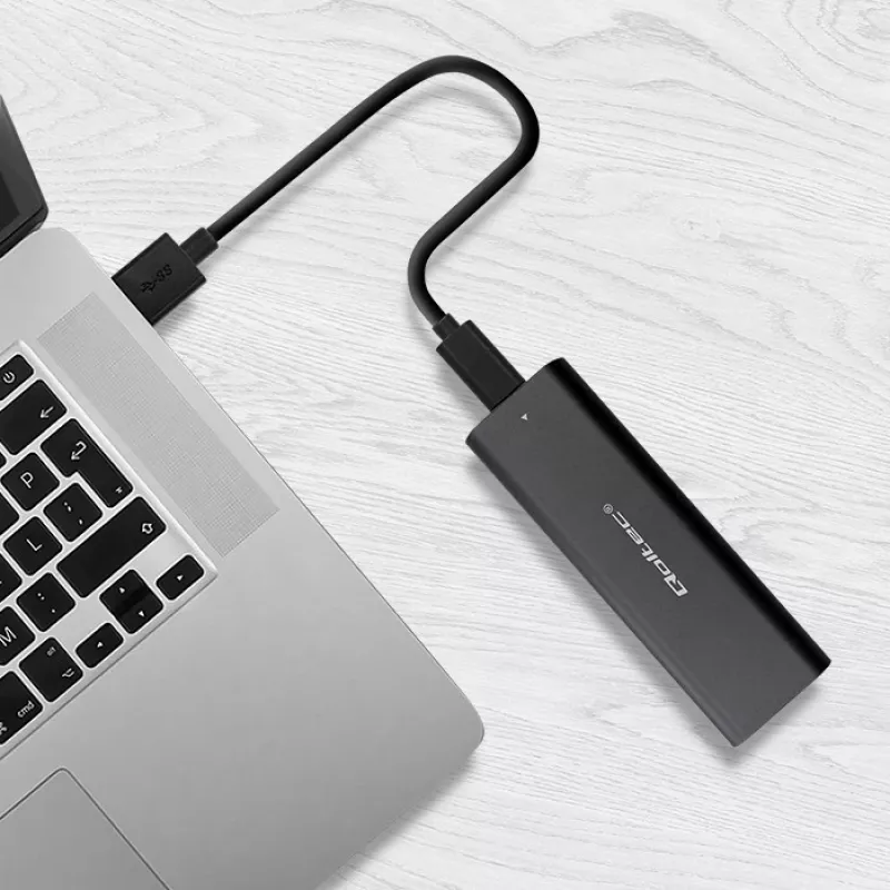 SSD korpuss QOLTEC 50312 melns vienam M.2 SATA diskam, USB Type-C (USB 2.0 / 3.2 Gen 1)