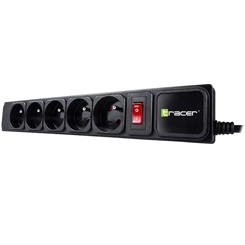 Tracer PowerGear melns 5 maiņstrāvas kontaktligzdas 1,5 m 2300 W