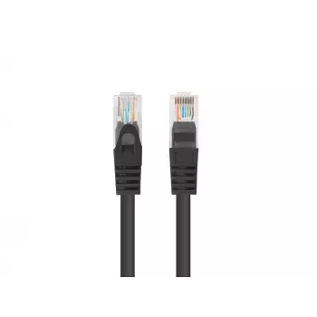 Patchcord, LANBERG, PCU6-20CC-0025-BK, RJ45, Cat.6, 0,25m, melns