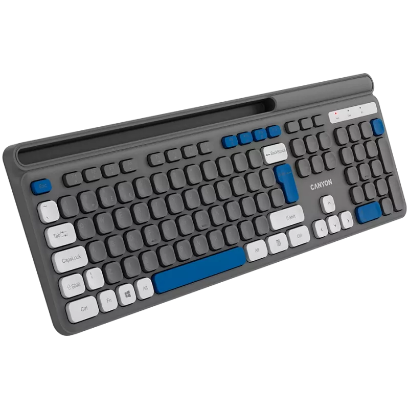 Bezvadu tastatūra CANYON HKB-W03 pelēka — kompakts dizains, darbināma ar AAA bateriju, modelis CNS-HKBW03DG