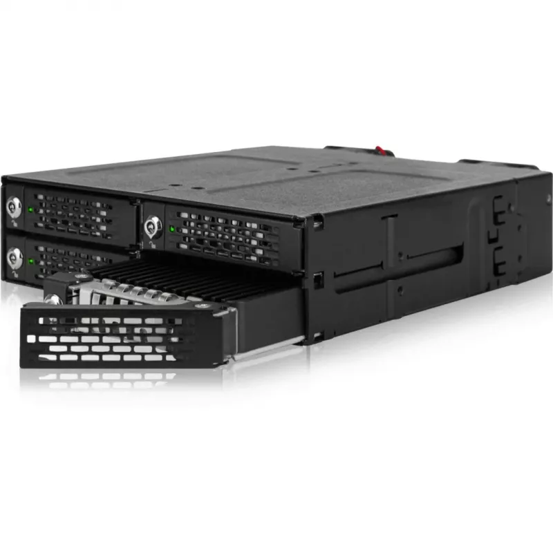 ICY DOCK - ToughArmor MB720MK-B V3 - 4x PCIe 4.0 M.2 NVMe uz 4x OCuLink 1x 5,25 collu nodalījuma mobilajā statīvā, metāla, melns, ar atslēgas slēdzeni (saderīgs ar trim režīmiem)