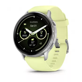 Garmin Venu 4 45 mm 010-03014-02 viedpulkstenis, sudraba ar citronkrāsas silikona siksniņu