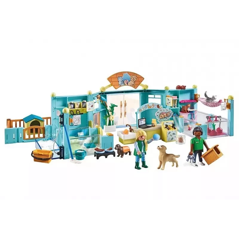 PLAYMOBIL Playset My Life 71742 Dzīvnieku viesnīca ar figūriņām – Spēļu komplekts ar viesnīcas ēku un dzīvnieku figūriņām