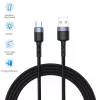 Datu kabelis Tellur USB uz Type-C LED neilona pinumā 1,2 m melns