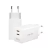 Divkāršs USB ligzdas adapteris 65W, 2xUSB-C, balts