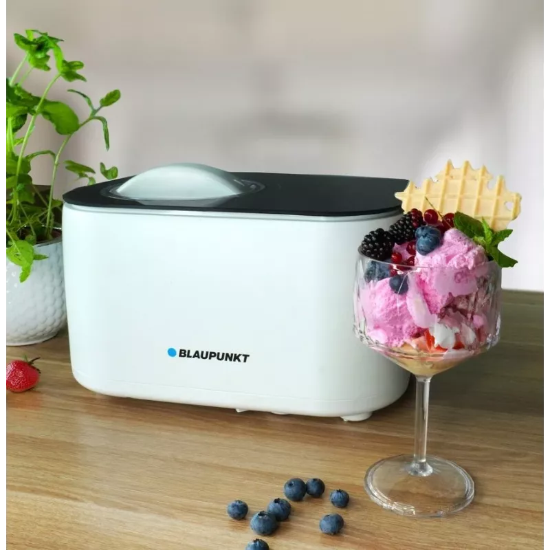 Saldējuma gatavotājs BLAUPUNKT ICM401 — automātisks, 1,5 L, nerūsējošā tērauda korpuss, 100 W, 220–240 V