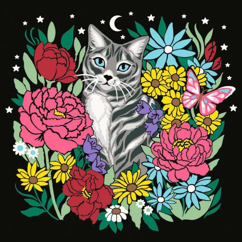 Paint-by-number kit Ravensburger CreArt Pixie Cold Cat (model 25855) – canvas painting set