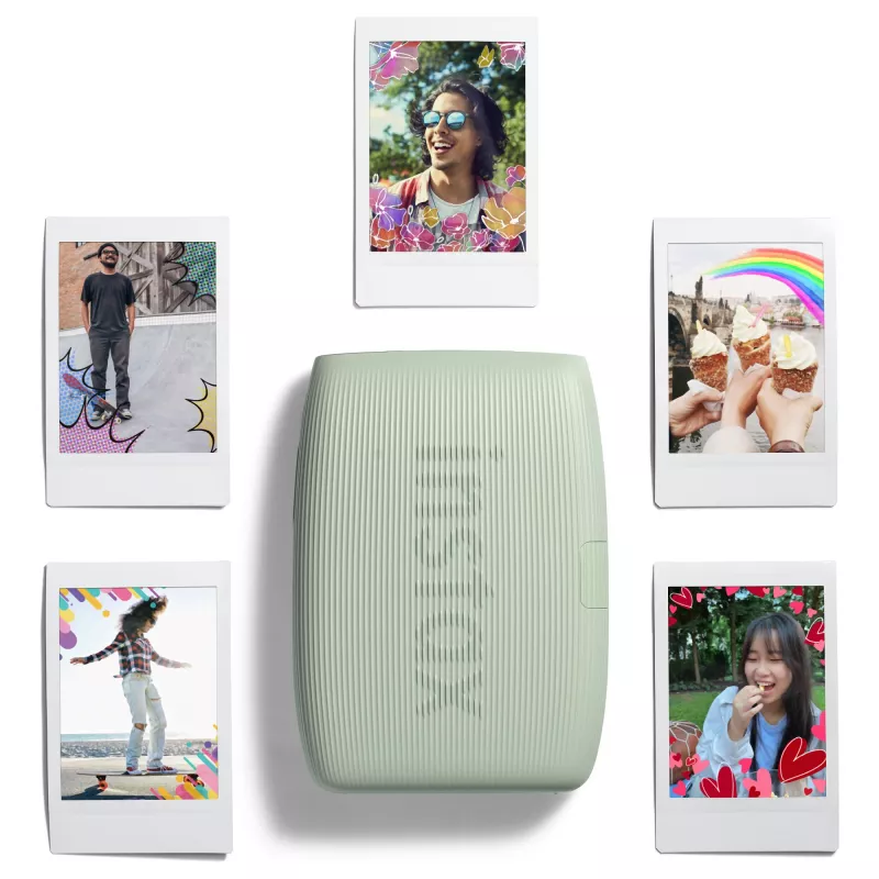 Momentfoto printeris Fujifilm Instax Mini Link3 Sage zaļa — 800×600 DPI, drukā 6,2×4,6 cm, Bluetooth, 0,21 kg