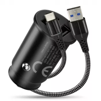 auto lādētājs everActive CC-25C 2x USB-A + USB-C, 12W, iebūvēts automašīnas USB strāvas adapteris