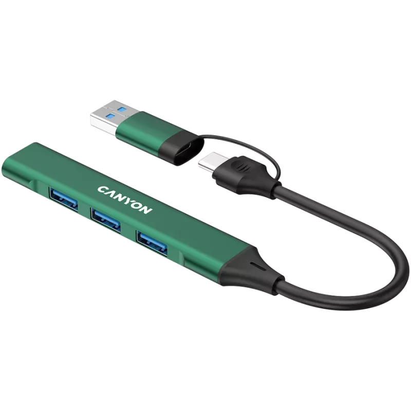 CANYON centrmezgls DS-02 4in1 USB-A/C Zaļš