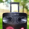 Pārnēsājams Bluetooth karaoke skaļrunis MANTA SPK0803B140 140W, darbināms ar baterijām, MIC/USB/microSD, FM, ekvalaizers, riteņi