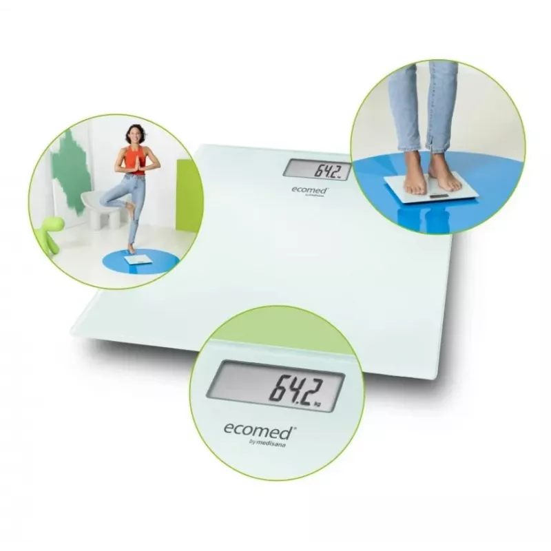 Ecomed by Medisana PS-72E personālie svari - 150 kg, stikla platforma, balta