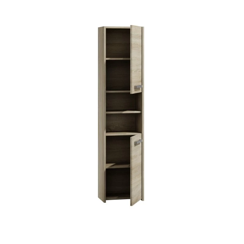Vannas istabas uzglabāšanas skapis top e shop S40 SONOMA — Ozola rāmis, brīvstāvošs, 6 plaukti, 400×300×1700 mm