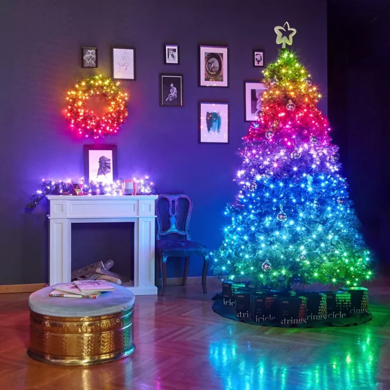 TWINKLY Strings 600 (TWS600STP-BEU) viedās Ziemassvētku eglītes gaismiņas, 600 LED, RGB, 48 m