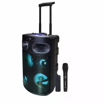 Pārnēsājams Bluetooth karaoke skaļrunis MANTA SPK0803B140 140W, darbināms ar baterijām, MIC/USB/microSD, FM, ekvalaizers, riteņi