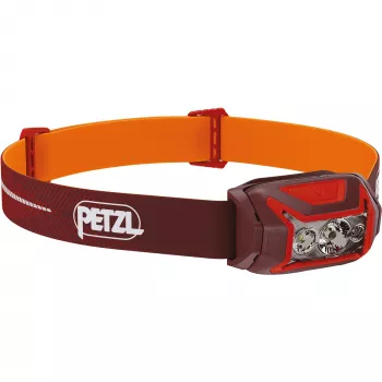 Galvas lukturītis Petzl Actik Core — LED, 100 lm, iebūvēts 1250 mAh USB uzlādējams akumulators, IPX4, sarkans