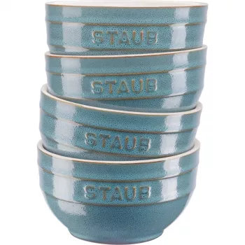 Staub Ceramique bļodu komplekts 0.7 L apaļš keramikas tirkīzzils 4 gab.