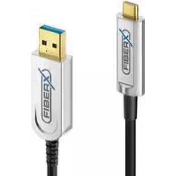 FiberX FX-I630-010 USB kabelis 10 m USB 3.2 Gen 1 USB C USB A Melns Sudraba
