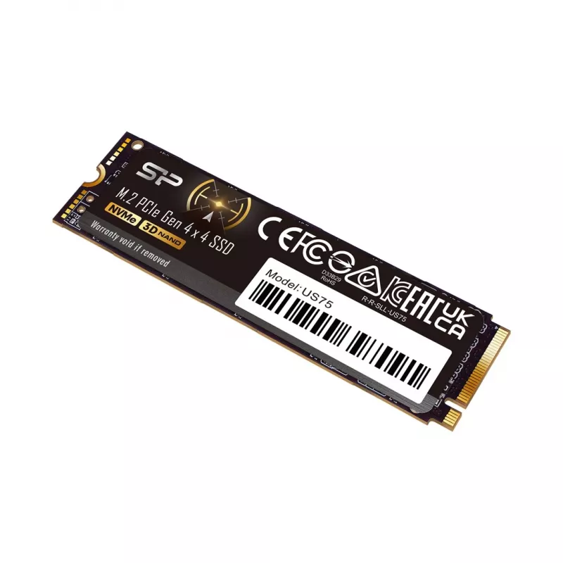 SSD M.2 2280 2 TB Silicon Power US75 PCIe 4.0 NVMe, lasīšana 7000 MB/s, rakstīšana 6000 MB/s