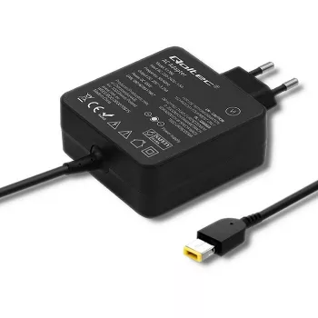 Power adapter QOLTEC 51766 65W AC-to-DC 20V 3.25A for IBM/Lenovo, Melns, 1.75m kabelis