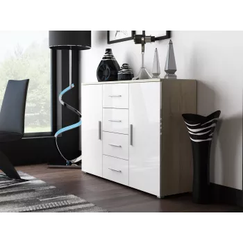 Cama viesistabas kumode UNI sonomas ozols/balts glancēts
