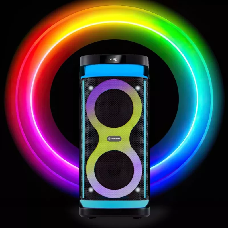 Pārnēsājams skaļrunis MANTA SPK0601B100, 100 W, Bluetooth, karaoke, bezvadu mikrofons, baterija, ekvalaizers, disko apgaismojums