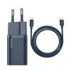 Baseus Super Si Power lādētājs ar USB-C uz Lightning kabeli 20W Zils