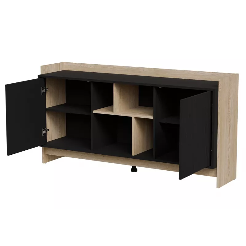 Cama PORTO 2D kumode 150x38x77 ozols/melns